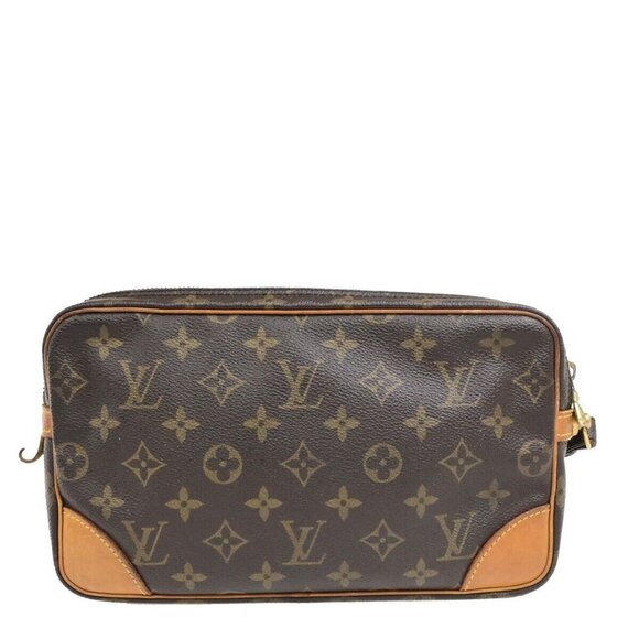 LOUIS VUITTON Marly Dragonne GM Clutch Hand Bag Monogram Brown M51825 61ED902 - Picture 1 of 16